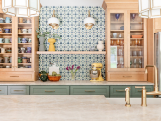 TEW DESIGN STUDIO | HEATHER RIDGE KITCHEN Display glass cabinetry with Moroccan-inspired patterns and beautiful natural light.
