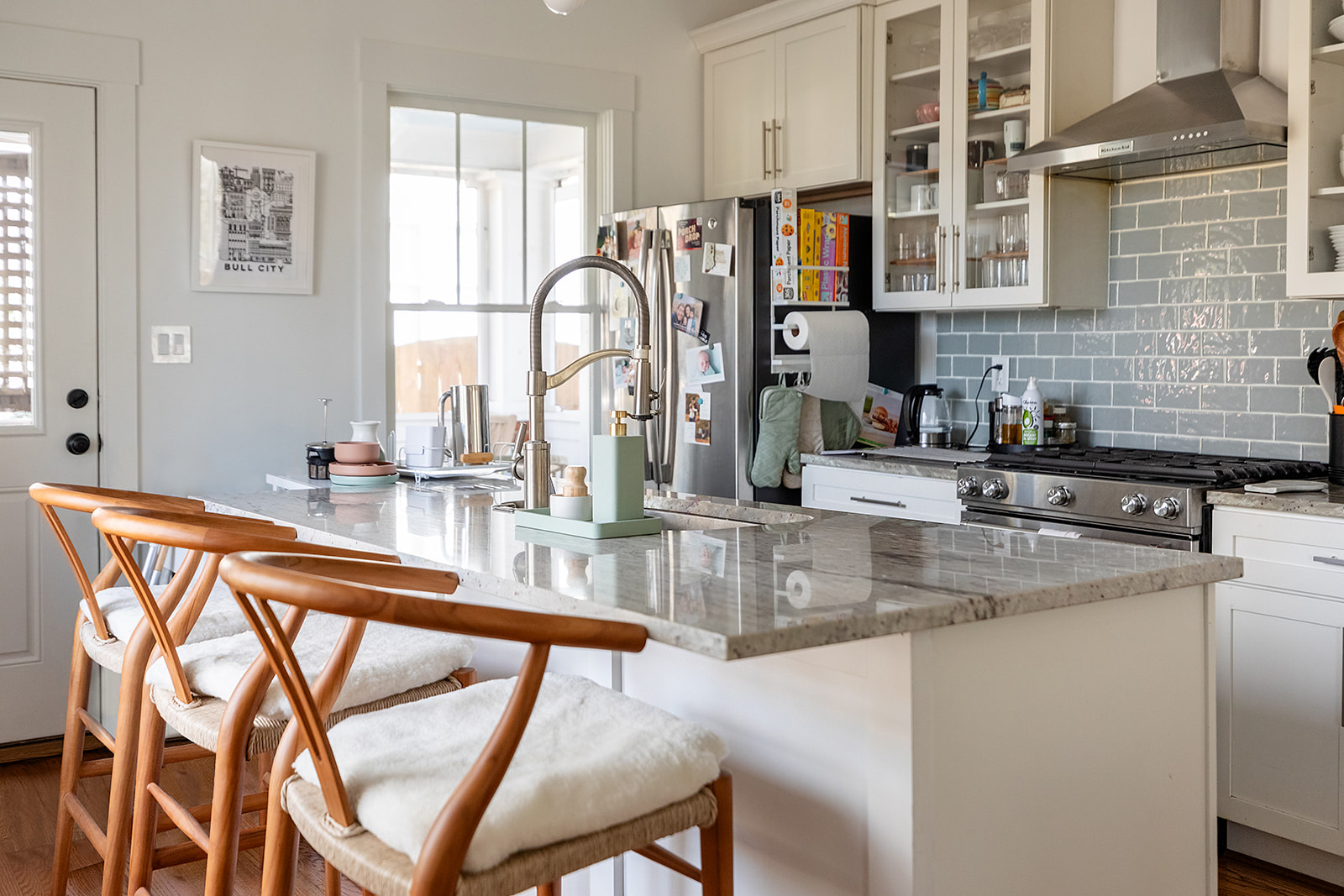 Chapel Hill Rd. Kitchen Island Bar with View of Kitchen Cabinetry.