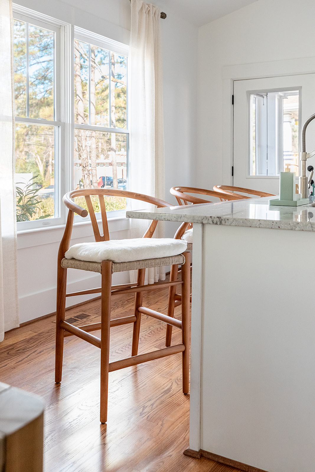 Chapel Hill Rd. Kitchen Island Bar Stools Close-Up.
