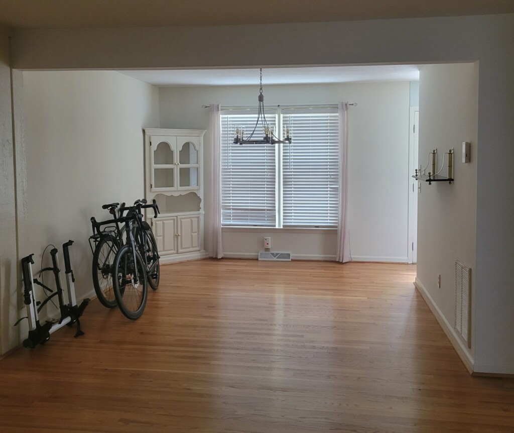 Dining room before renovation at North Hills Drive in Raleigh, NC.
